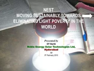 NEST MOVING SUSTAINABLY TOWARDS ELIMINATING LIGHT POVERTY IN THE WORLD