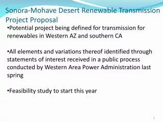 Sonora-Mohave Desert Renewable Transmission Project Proposal