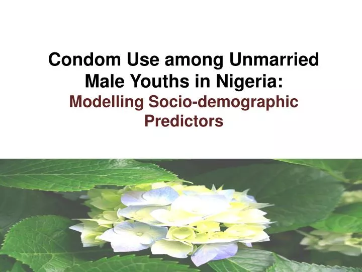 condom use among unmarried male youths in nigeria modelling socio demographic predictors