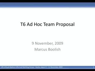 T6 Ad Hoc Team Proposal