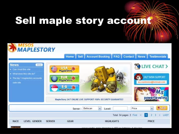 sell maple story account