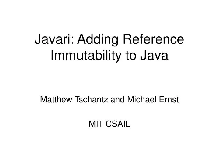 javari adding reference immutability to java