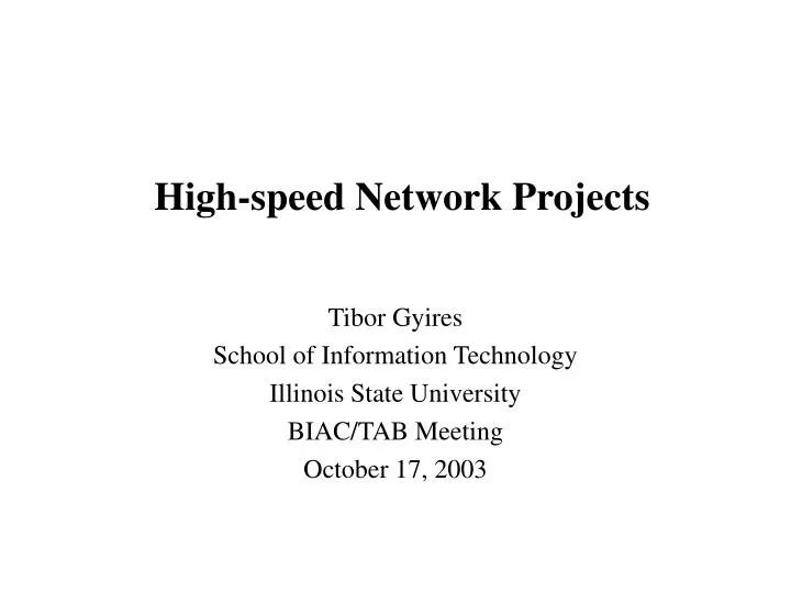 high speed network projects
