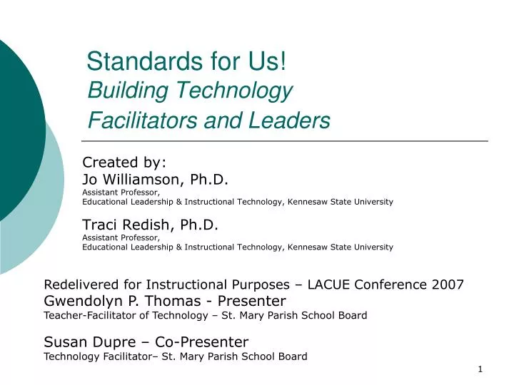 standards for us building technology facilitators and leaders