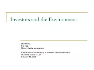 Investors and the Environment