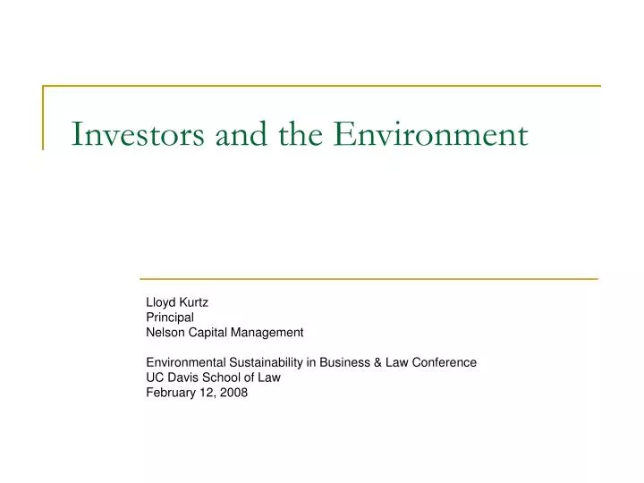 investors and the environment