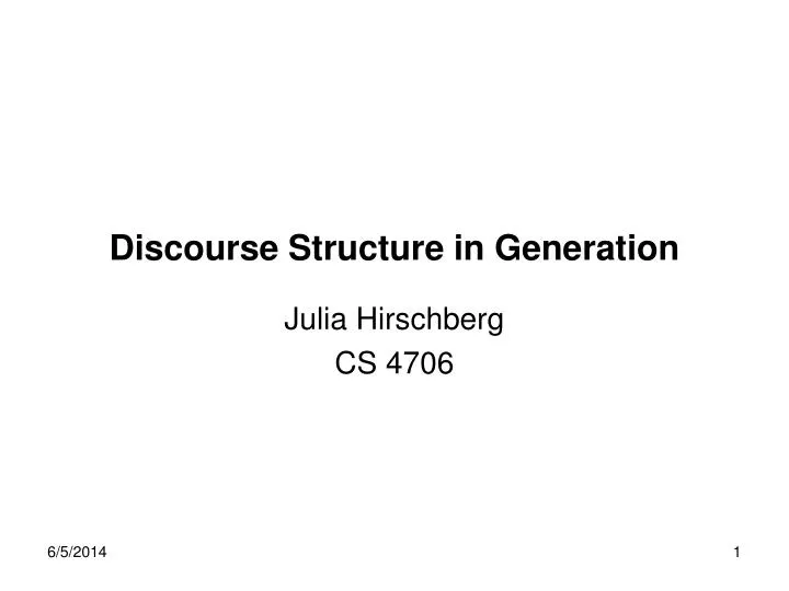 discourse structure in generation