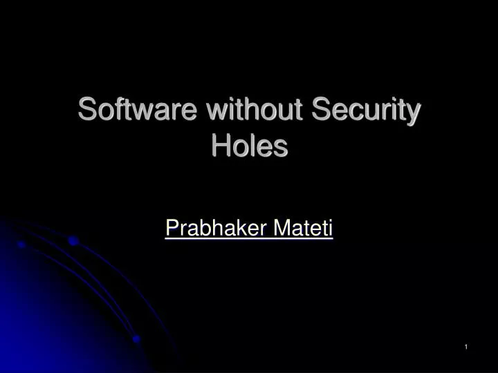 software without security holes