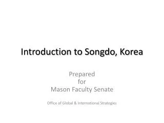 Introduction to Songdo , Korea