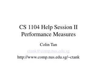CS 1104 Help Session II Performance Measures