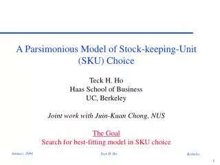 A Parsimonious Model of Stock-keeping-Unit (SKU) Choice
