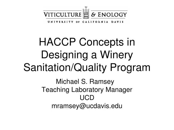 haccp concepts in designing a winery sanitation quality program