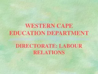 WESTERN CAPE EDUCATION DEPARTMENT