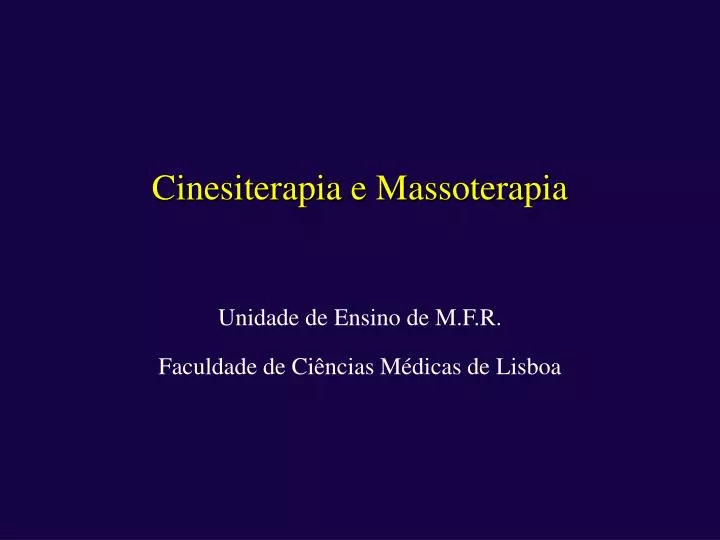 cinesiterapia e massoterapia