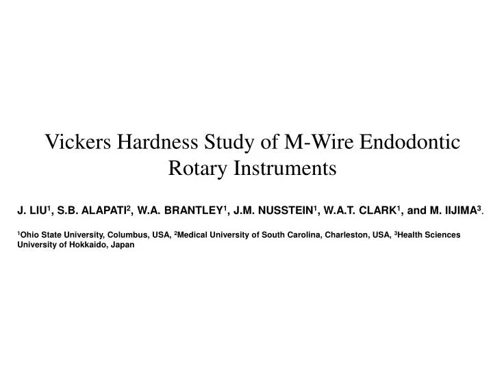 vickers hardness study of m wire endodontic rotary instruments