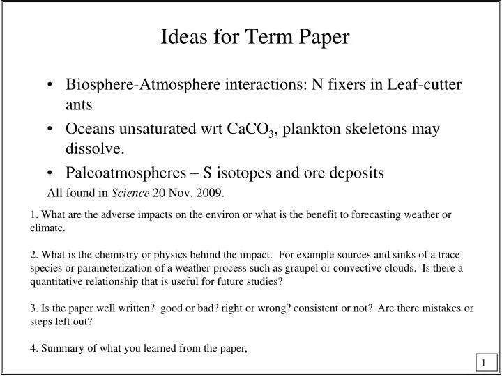 ideas for term paper