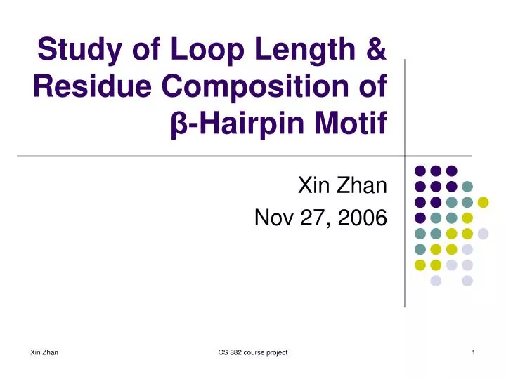 study of loop length residue composition of hairpin motif