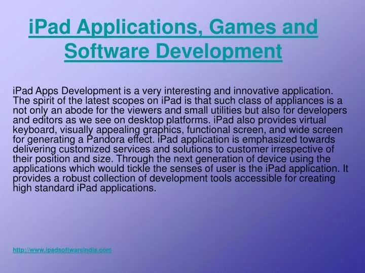 ipad applications games and software development