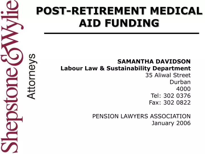 post retirement medical aid funding