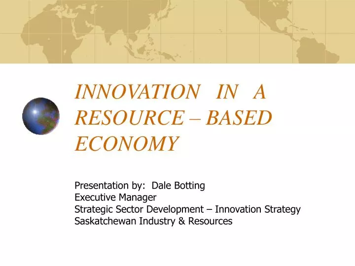 innovation in a resource based economy