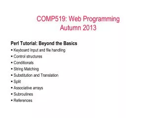 COMP519: Web Programming Autumn 2013