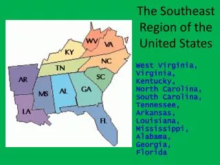 The Southeast Region of the United States