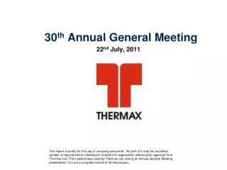 30 th Annual General Meeting