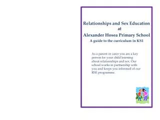 Relationships and Sex Education at Alexander Hosea Primary School A guide to the curriculum in KS1