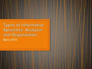 Types of Informative Speeches: Analysis and Organization