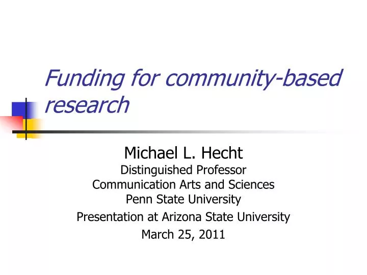 funding for community based research