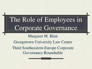 The Role of Employees in Corporate Governance