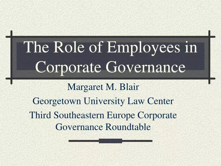 the role of employees in corporate governance