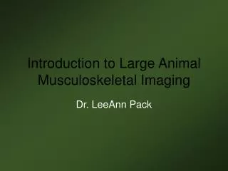 Introduction to Large Animal Musculoskeletal Imaging