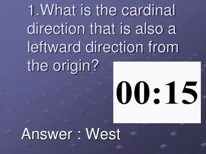 1 what is the cardinal direction that is also a leftward direction from the origin