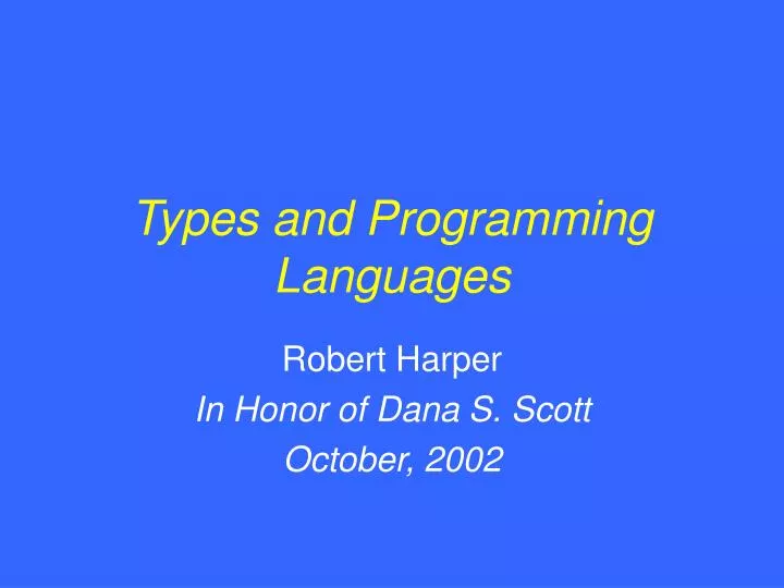 types and programming languages