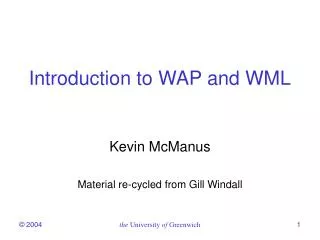 Introduction to WAP and WML