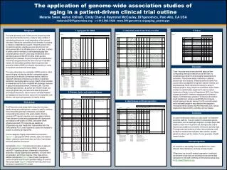 The application of genome-wide association studies of aging in a patient-driven clinical trial outline