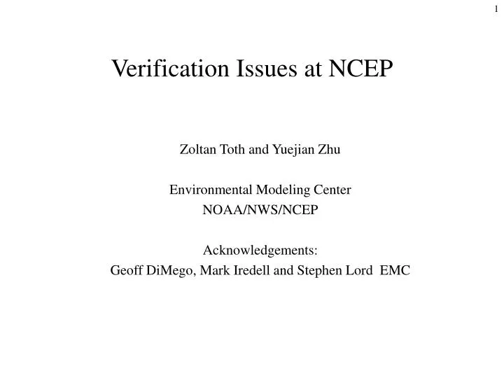 verification issues at ncep