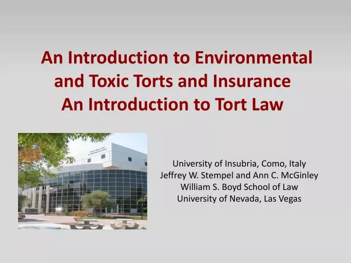 an introduction to environmental and toxic torts and insurance an introduction to tort law