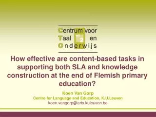 How effective are content-based tasks in supporting both SLA and knowledge construction at the end of Flemish primary ed