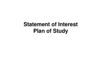 Statement of Interest Plan of Study