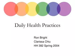 Daily Health Practices