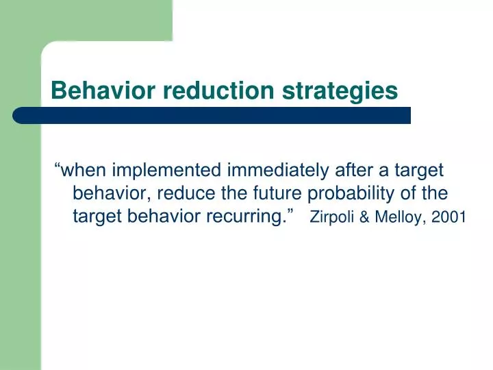 behavior reduction strategies