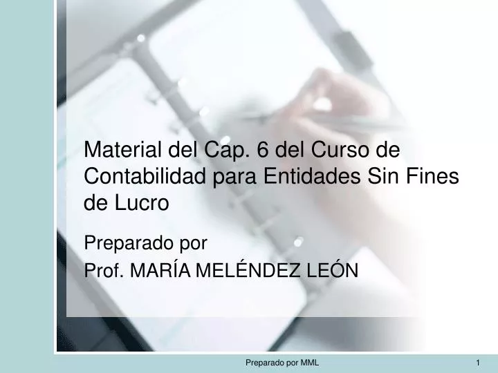 material del cap 6 del curso de contabilidad para entidades sin fines de lucro