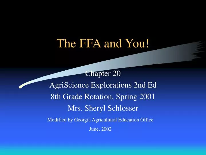 the ffa and you