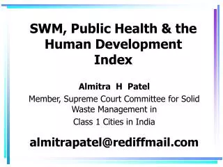 SWM, Public Health &amp; the Human Development Index