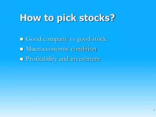 How to pick stocks?