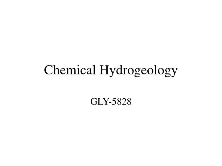 chemical hydrogeology