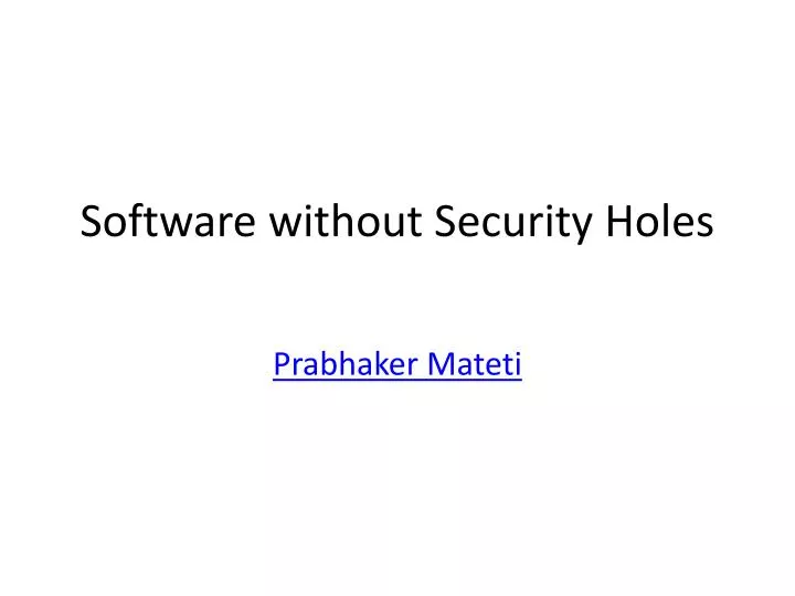 software without security holes