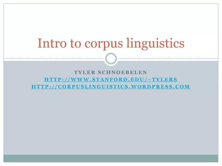 intro to corpus linguistics